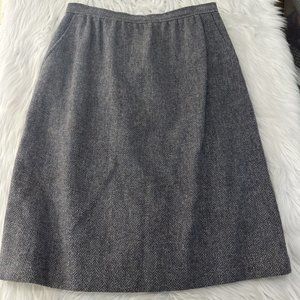 Bretton Place womens vintage skirt gray chevron 18 lined 100% wool